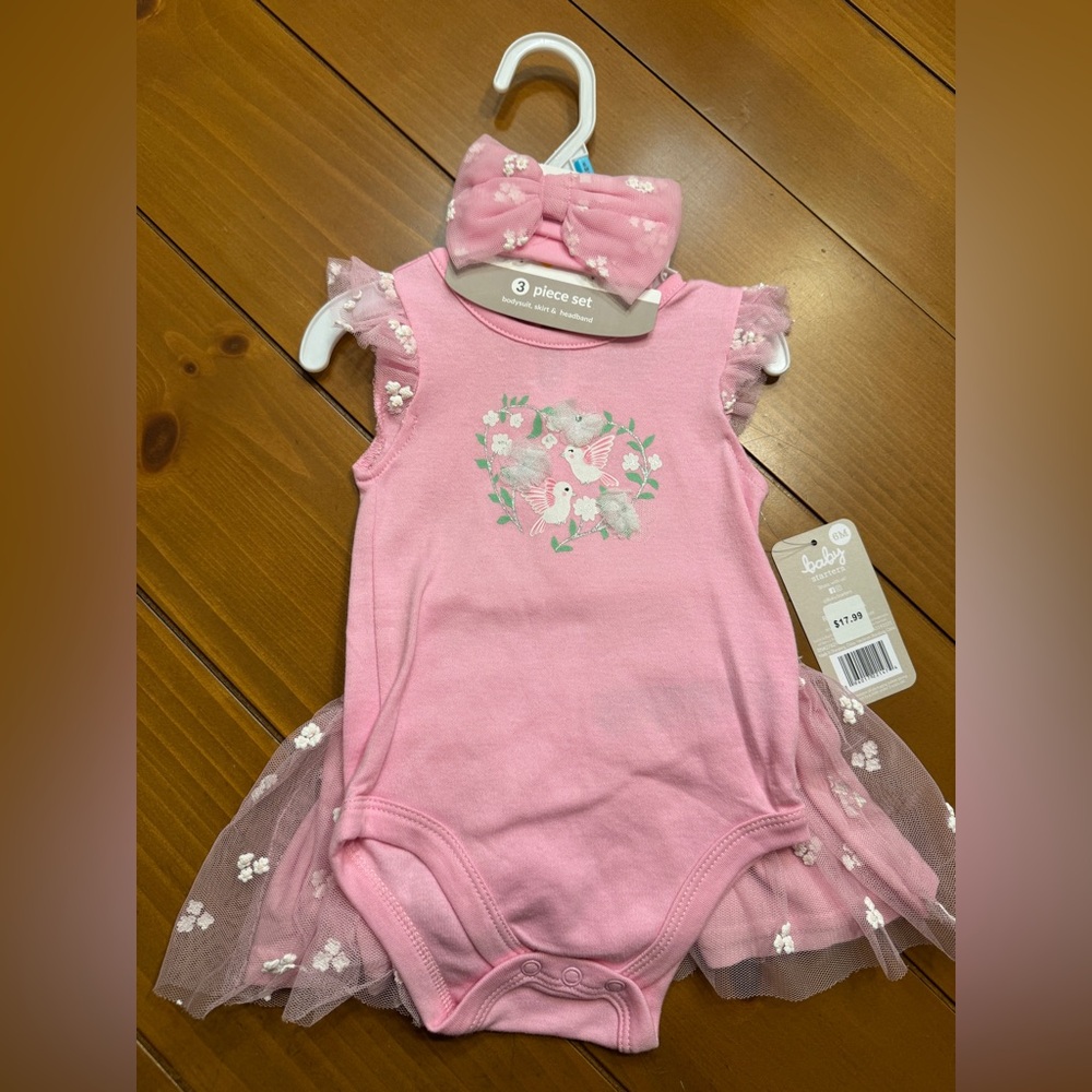 NWT Baby Starters Pink Outfit with Tutu 6M